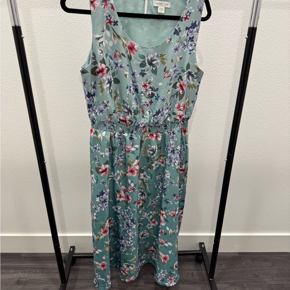 Coldwater Creek Sage Floral Garden Midi Dress